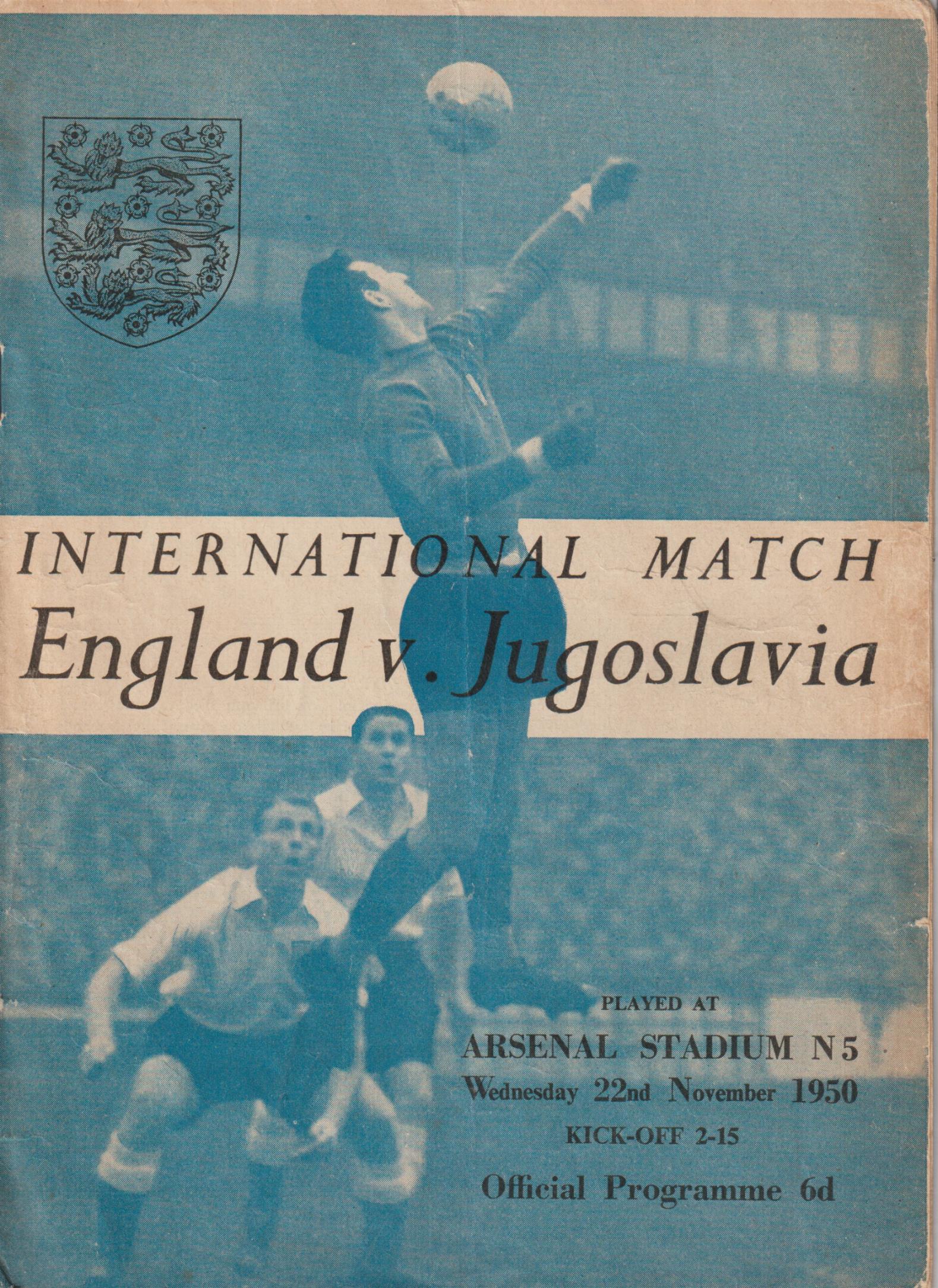 1950 - ENGLAND v YUGOSLAVIA